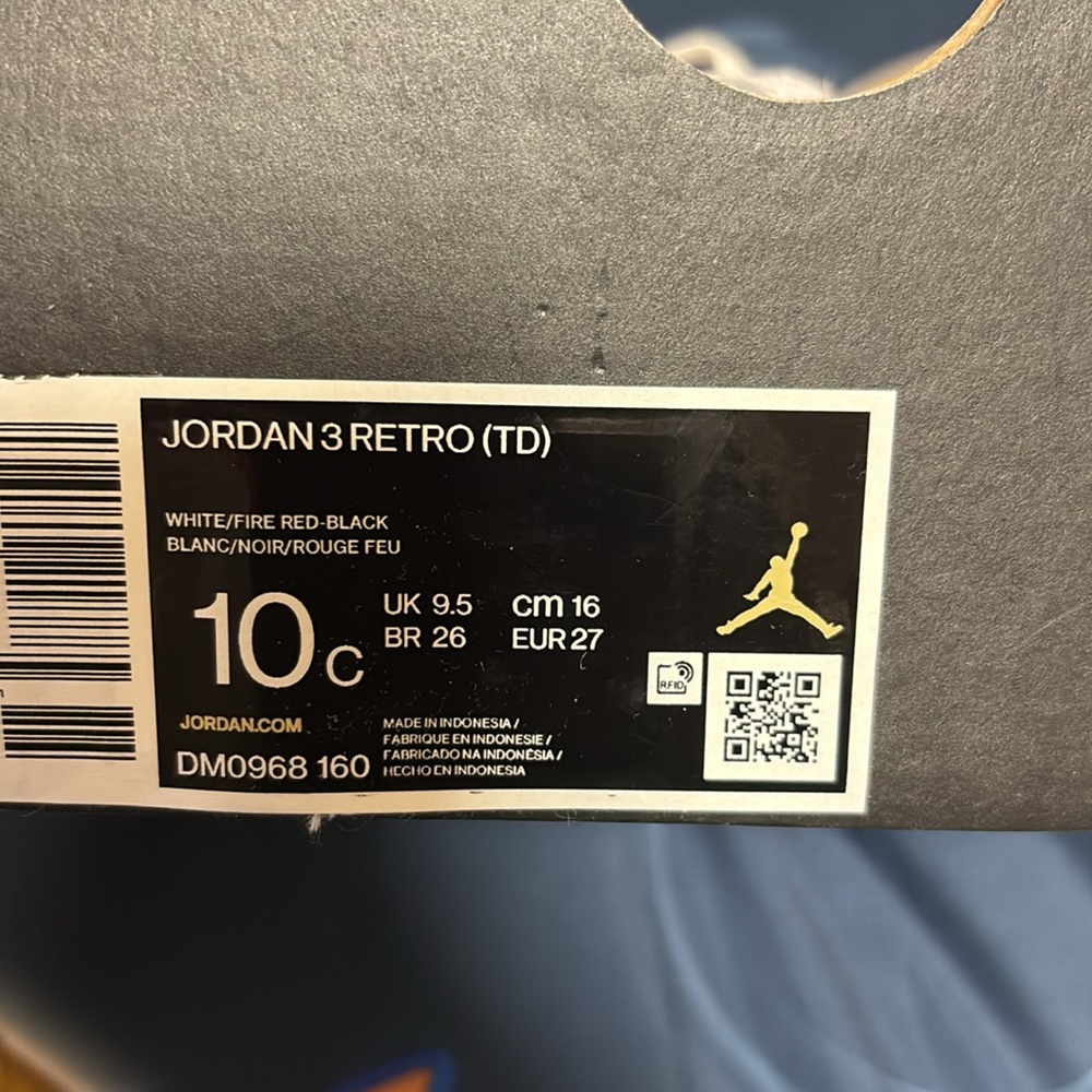 Kids Nike Air Jordan 3 Retro ‘Cardinal Red' Size 10C brand new - Picture 4 of 4